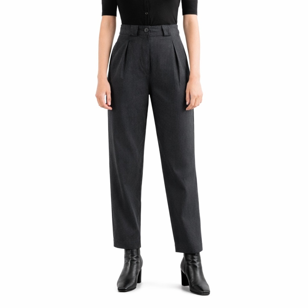 MARA HOFFMAN 14 Jade High Waist Pleated 0112 Straight Leg Trouser Pants gray